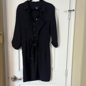 Tommy Hilfiger dark navy belted half Button-Up Dress 10